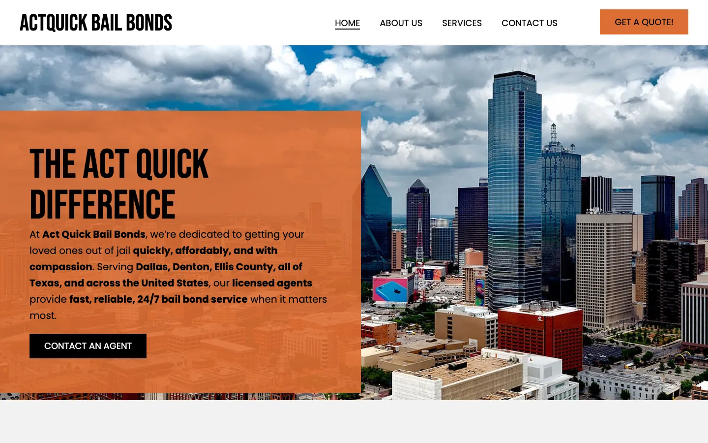 ACT Quick Bail Bonds website screenshot