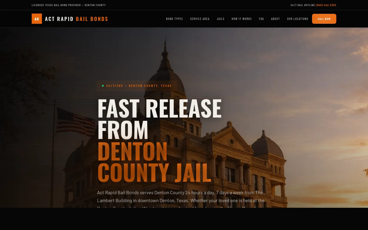 ACT Rapid Bail Bonds website screenshot