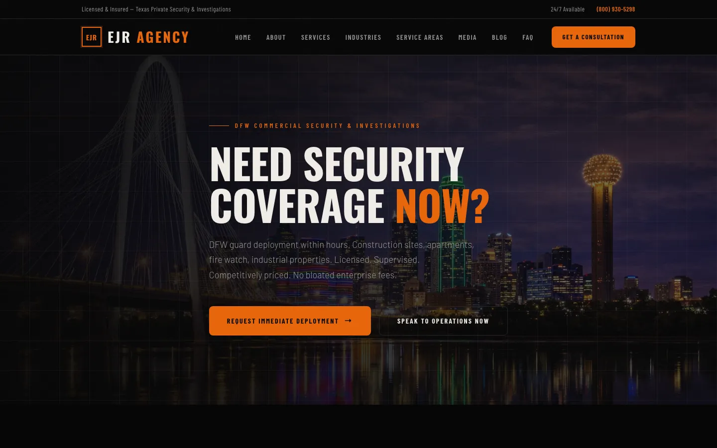 EJR Agency website screenshot