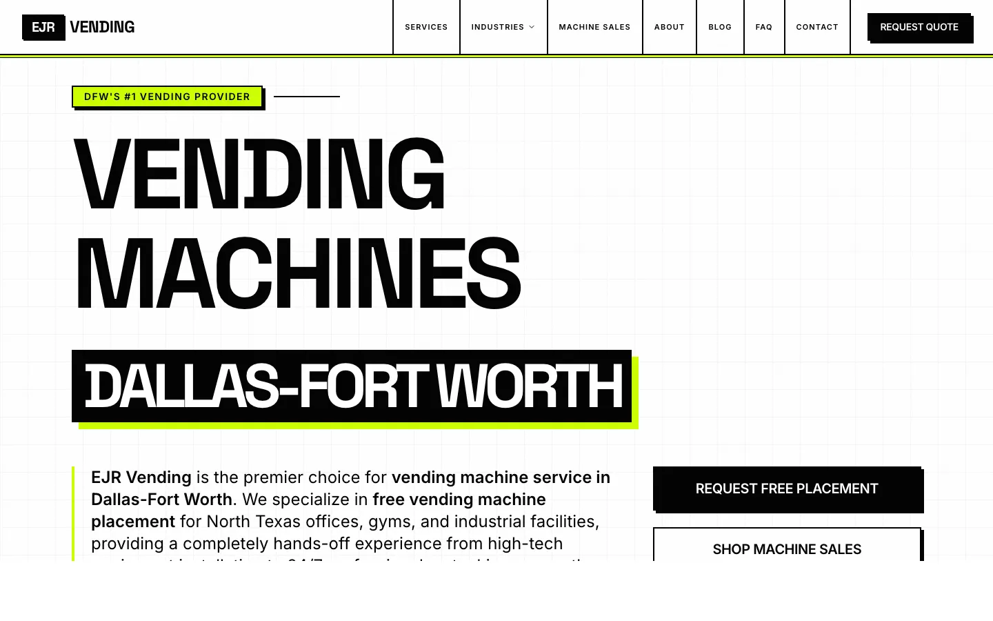 EJR Vending website screenshot